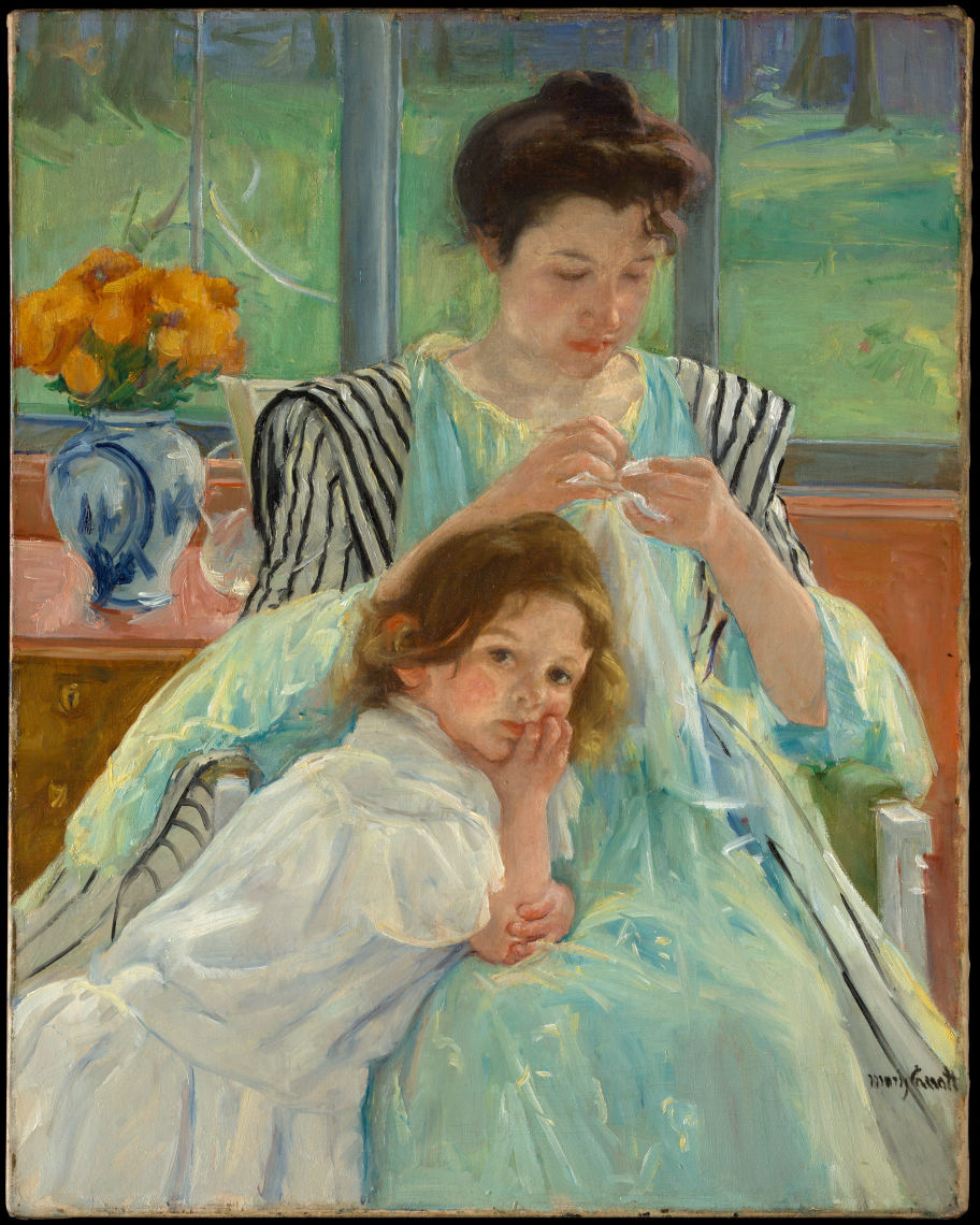 Young Mother Sewing